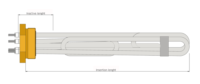 Tubular elements in stainless steel with brass plug